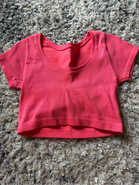 aerie Tops - aerie Ribbed Scoop-Neck Crop Top - Coral Pink